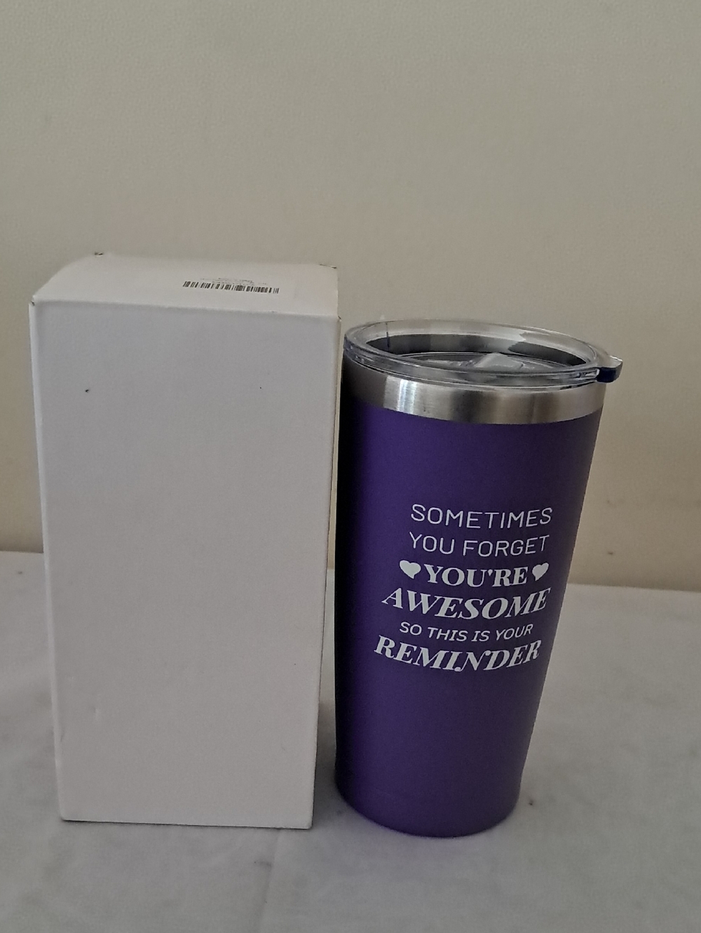 Purple Insulated Tumbler – Motivational Reminder Design